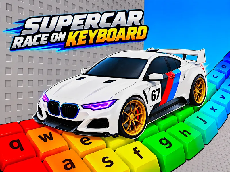 Obby: Supercar Race on Keyboard – Car Parkour Over Giant Keys